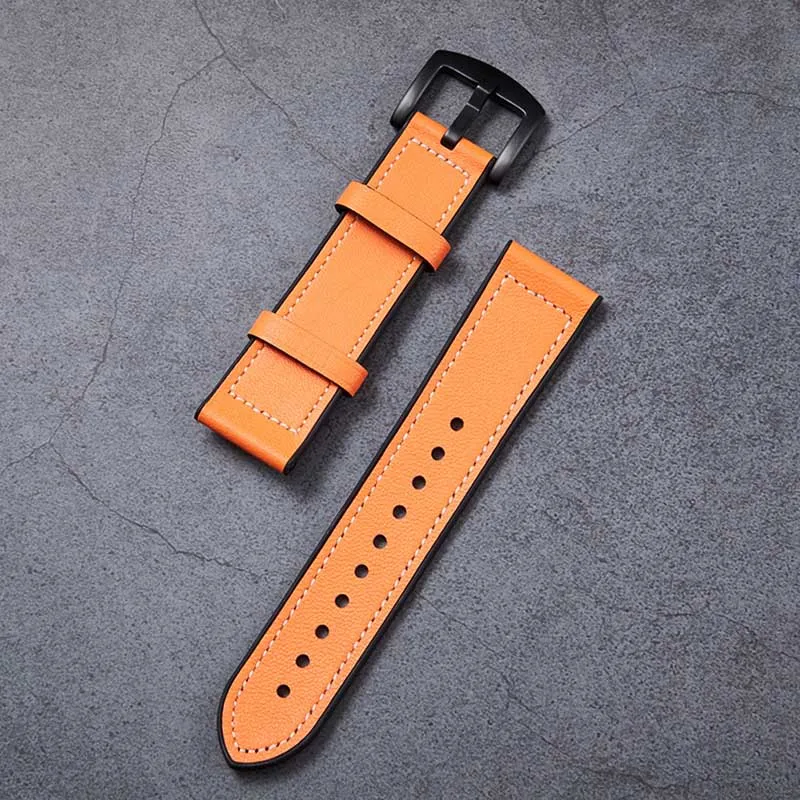 Creative Leather Silicone Watch Band 22mm Brown Black Belt for Men Watch Apple Samsung Galaxy Watch Luxury Leather Strap Belt