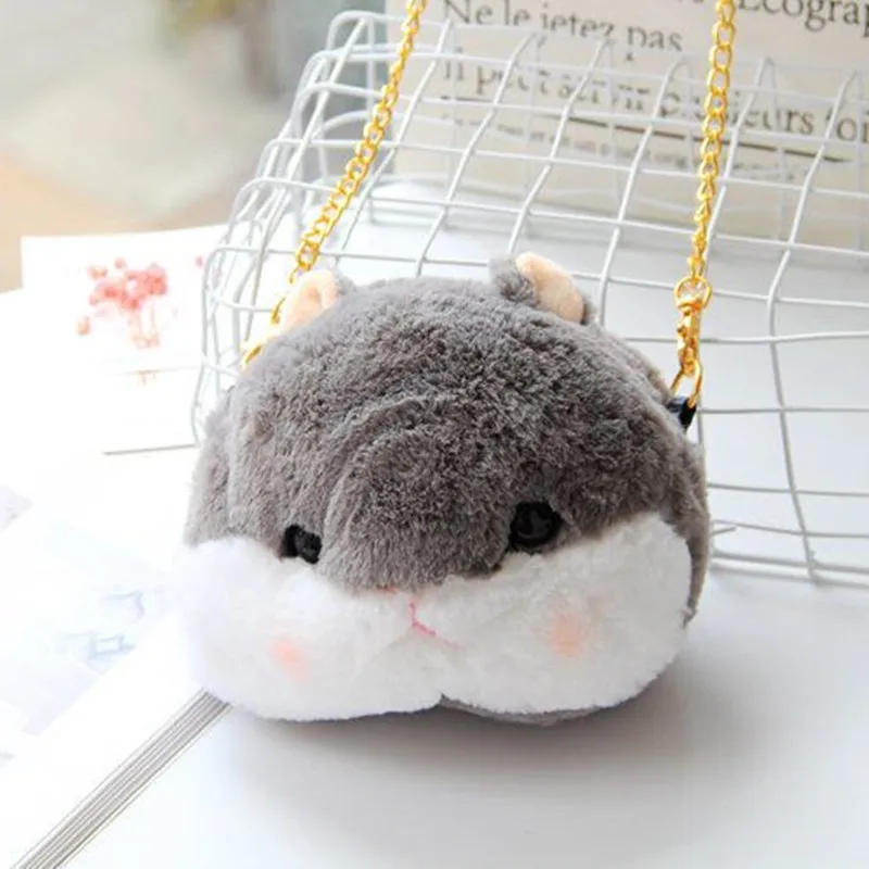 1 шт. 15*19 см Kawaii Плюшевые животное Хомяк Сумка Симпатичные мягкие плечо портмоне плюшевые сумки для девочек детей подарок на день рождения