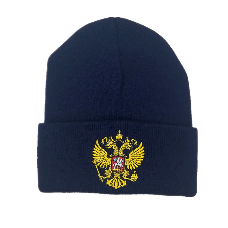 Winter Hat Brand Russian National Emblem Knitted Beanie Hats For Men Women Skullies Embroidery Acrylic Beanies Boo Cap | Аксессуары для