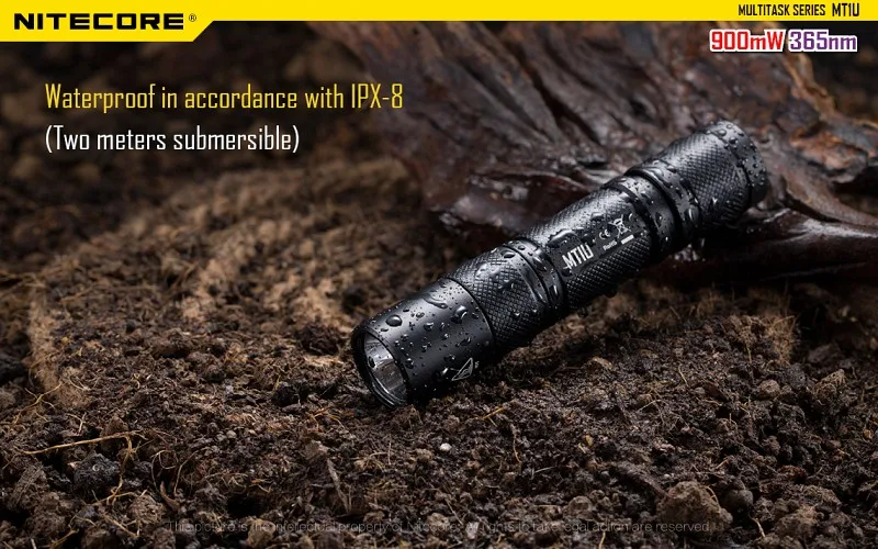 NITECORE MT1U многоцелевой светильник-вспышка 900 мВт 365 нм, длина волны, холодный светильник, удобный Ультрафиолетовый фонарь, светильник для рыбалки, охоты
