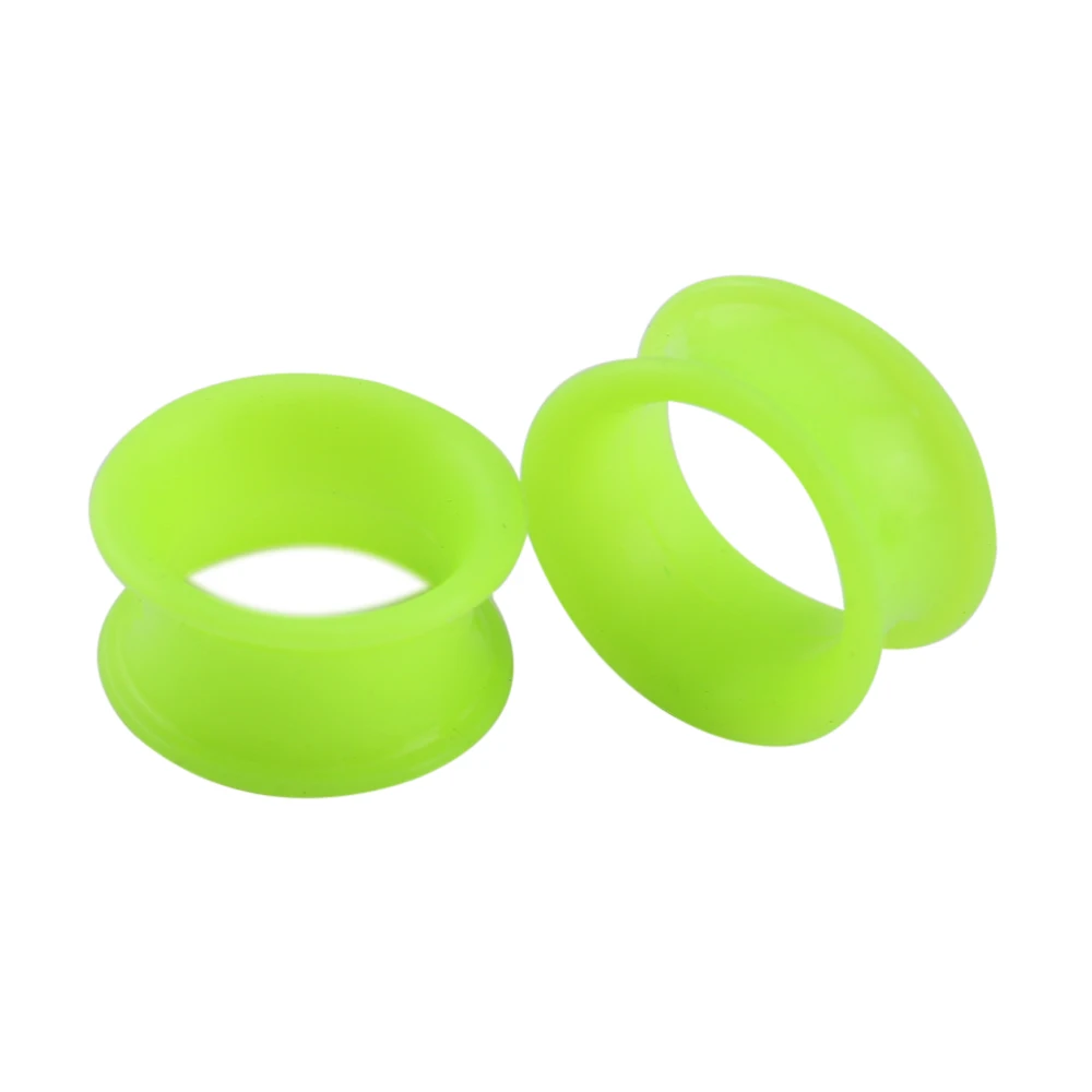 13 pair 3-25mm Green ZS 3-25 мм, 13 пар, двойные, расклешенные, для ушей, туннельные пробки, силиконовые, гибкие, для увеличения ушей, для мужчин, крутые, для ушей, для пирсинга - Окраска металла: 13 pair 3-25mm Green