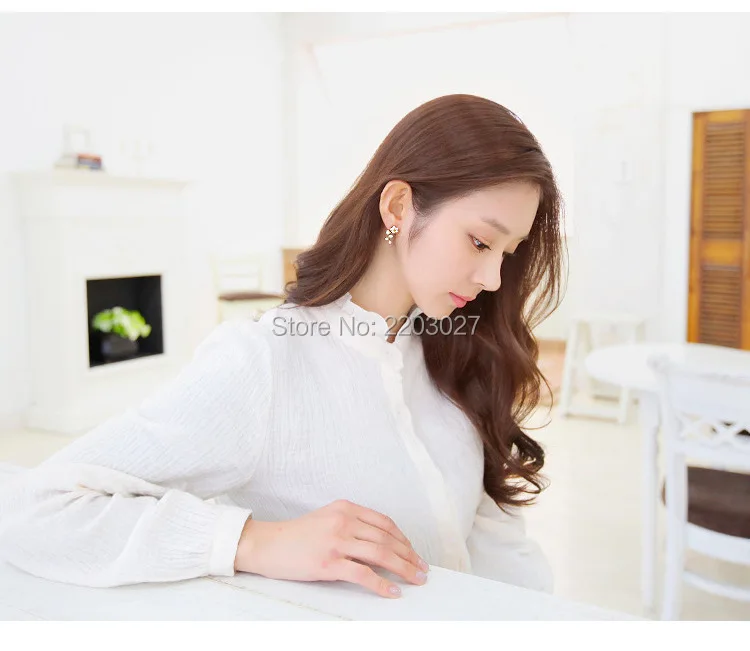 Корейский Темперамент Гипоаллергенный Листья Цветы Жемчужные Серьги Женский