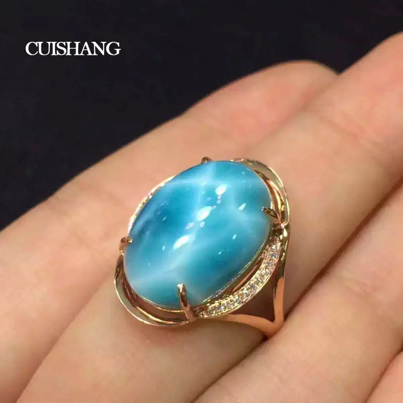 CSJ натуральный Larimar кольца Стерлинговое Золото 10 к с 10ct Larimar Fine Jewelry Свадебные обручальные кольца для женщин дамы девушки подарок