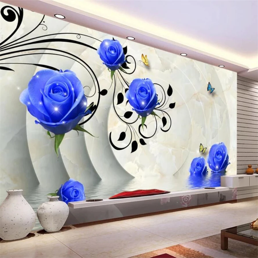 Обои на заказ 3D фото фрески Papel де Parede голубая роза обои для гостиной 3d