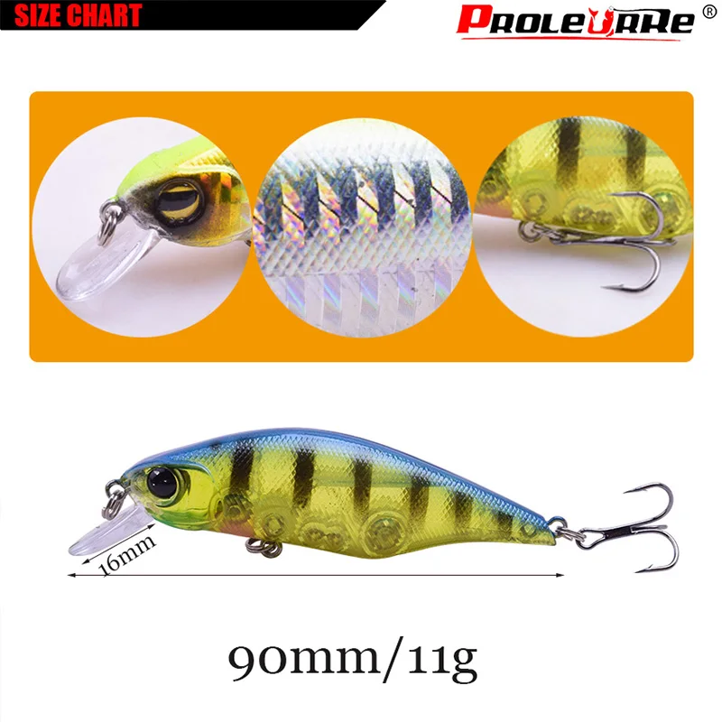 Proleurre 9 см 11 г Minnow воблеры приманки для рыбалки с крючками VMC плавающий карп