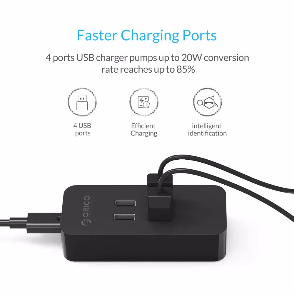 ORICO DCV-4U 4 PortsUSB зарядное устройство мини умное зарядное устройство 5V2. 4A* 4 макс. Выход 20 Вт настольное зарядное устройство US/EU/UK/AU