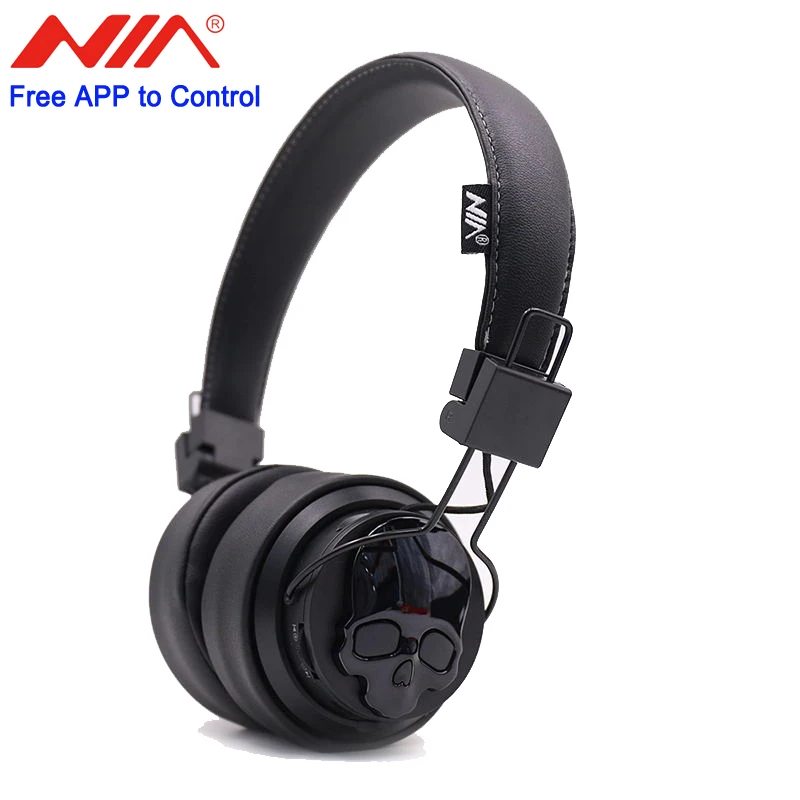 Black Оригинальные Bluetooth наушники NIA X7 для улицы, беспроводные стерео наушники с креплением на голову, игровая гарнитура, микрофон, поддержка телефона, приложение для управления - Цвет: Black