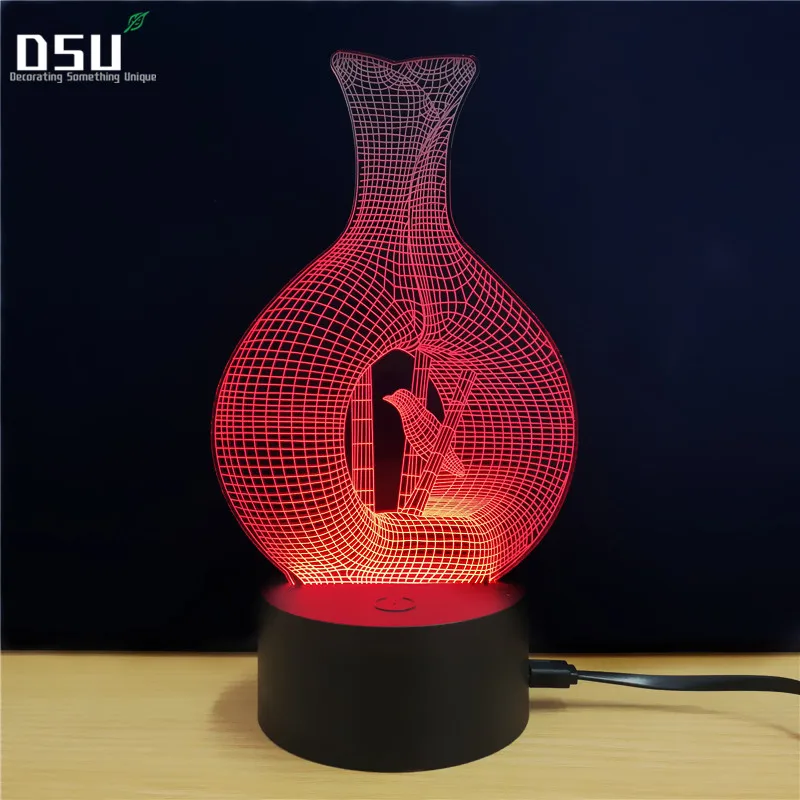 3D иллюзия Цветочная ваза лампа ночник электрогитара модель Иллюзия светодиодный
