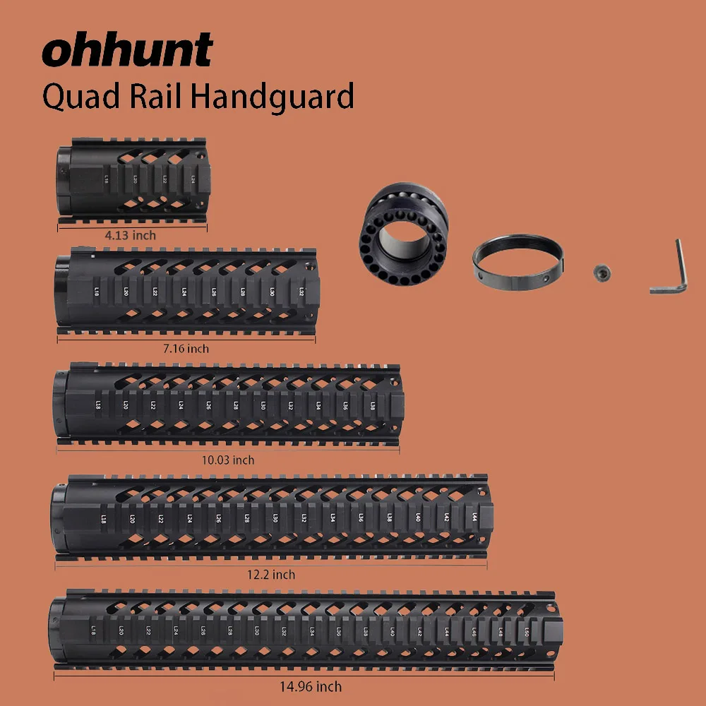 Ohhunt Tactical " 7" 1" 12" 1" Free Float Quad Rail Handguard крепление типа Picatinny Weaver Rail база для карабина. 223 AR15