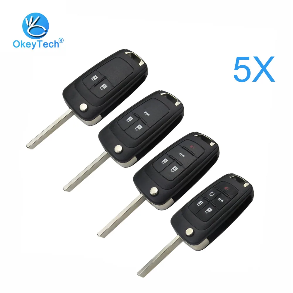 

OkeyTech 5pcs/lot 2/3/4/5 Button HU100 Flip Folding Remote Key Shell Cover Case Fob for Chevrolet Cruze Epica Lova Camaro Impala