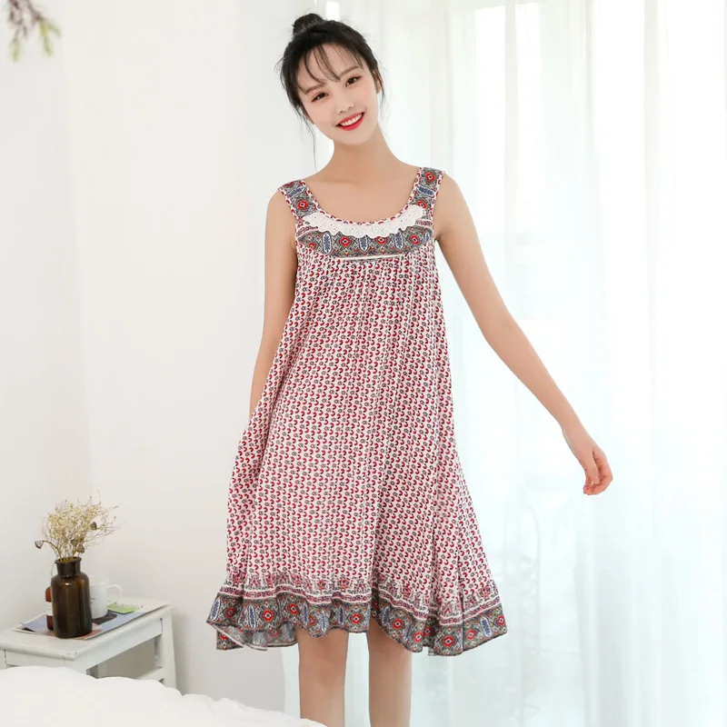 

Lovely Lace Nightgowns Sleepshirts Sleepwear Women Night Dresses Sleeveless Nightwear Sexy Femme Nighty AD291