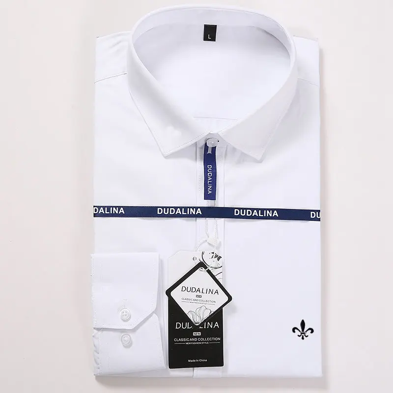 Homen Camisa Masculina Dudalina размера плюс мужские рубашки с длинным рукавом, стильный мужской социальная Masculina Стройное пригодное - Цвет: DCZ5618A-WHITE