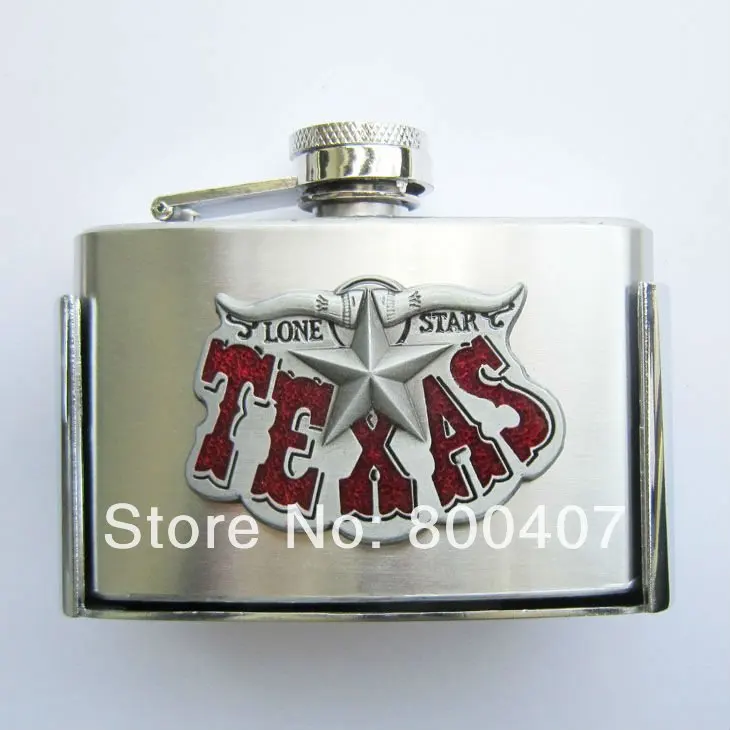

Retail Belt Buckle (Western Bull LongHorn Texas Star 3oz Flask) BUCKLE-FL-WT026 Free Shipping Flask Belt Buckle