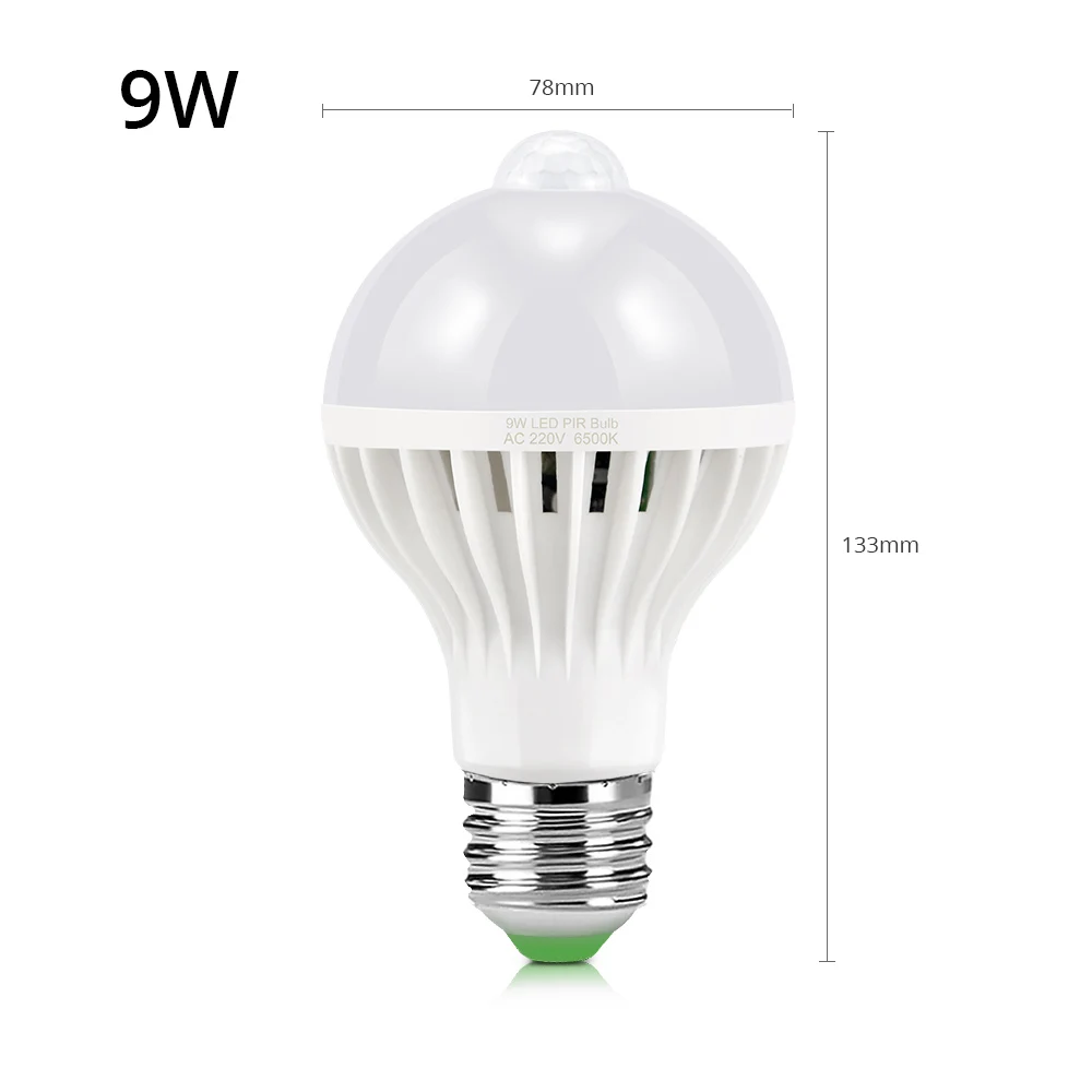 9W 220V 5 Вт, 7 Вт, 9 Вт, 12 Вт, 18 Вт движения PIR Сенсор светильник светодиодный шкаф Светильник лампы E27 лестницы путь коридор Ночная аварийная светильник Инж - Цвет: 9W