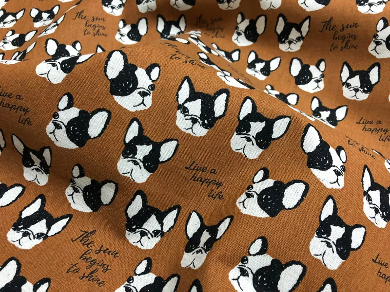 Полметра японский KOKKA хлопок лен холст ткань DIY Лоскутная Ткань бульдог D|cotton linen