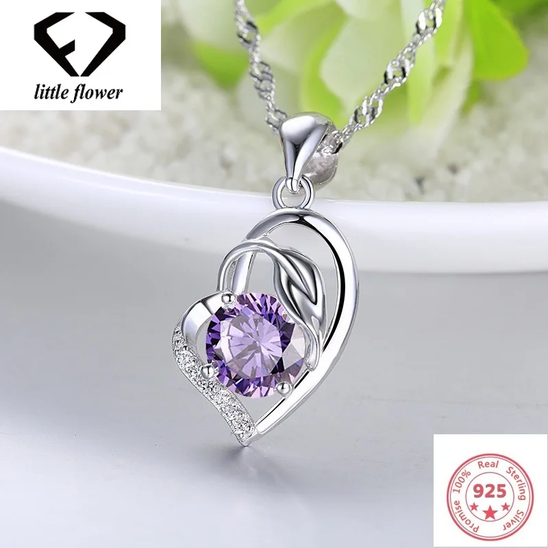 Женское колье с подвеской в виде сердца из австрийского серебра 925 пробы