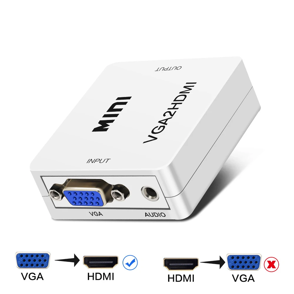 1080P мини преобразователь из VGA в HDMI с аудио VGA2HDMI 1080P разъем адаптера для проектора ПК ноутбук к HDTV