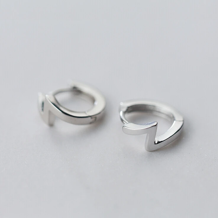 Женские серебряные Простые волнистые серьги кольца в виде молнии|hoop earrings|huggie hoop