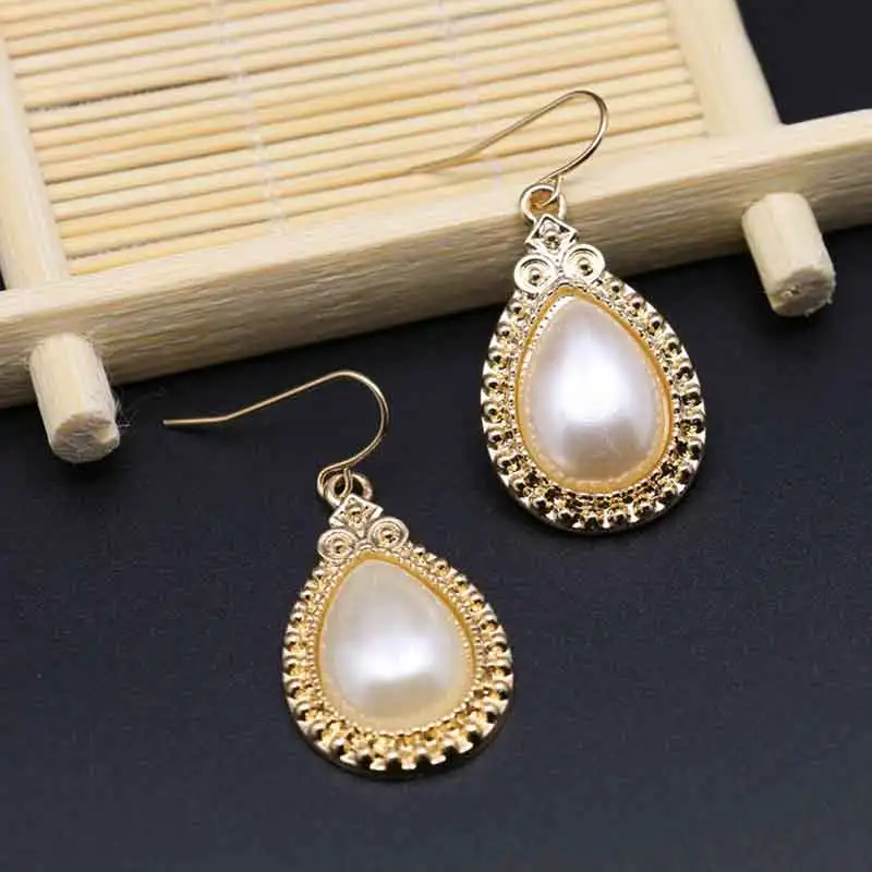 2016 new styles water drop shaped Simulated pearl earrings for women gold plated jewelry moonso ME2096 | Украшения и аксессуары