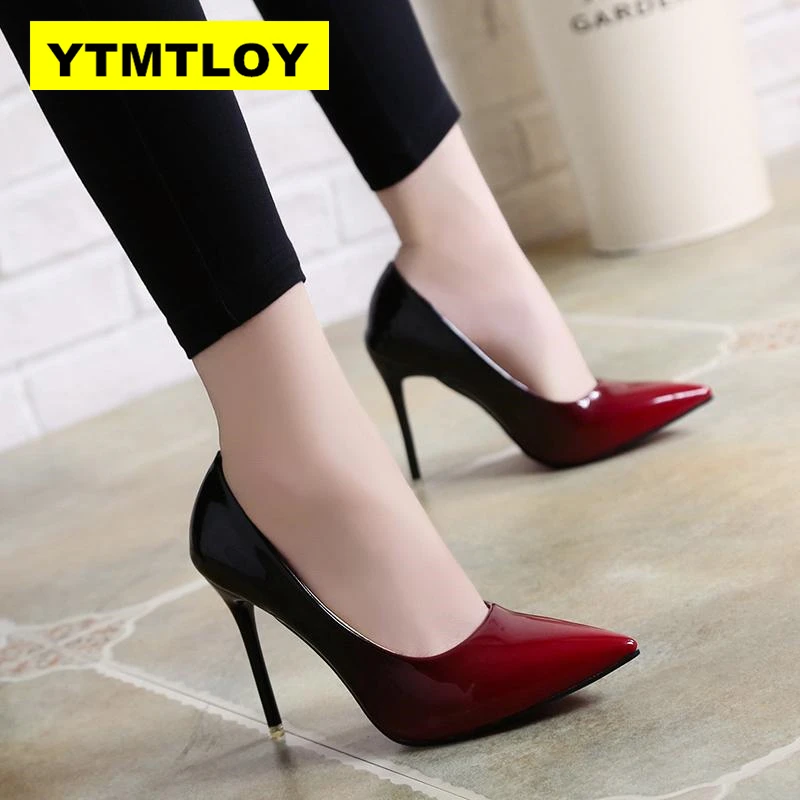 

size 34-42 Women pumps Fashion pointed toe patent leather stiletto high heels shoes Spring Summer Wedding Shoes woman #5891