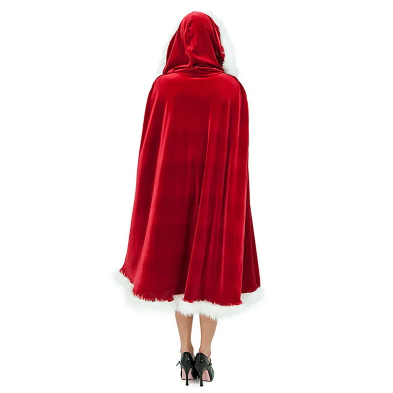 

Adult Sexy Christmas Cosplay Costume Santa Claus Long Cloak Fancy Dress Women Christmas Party Stage Performance Clothing