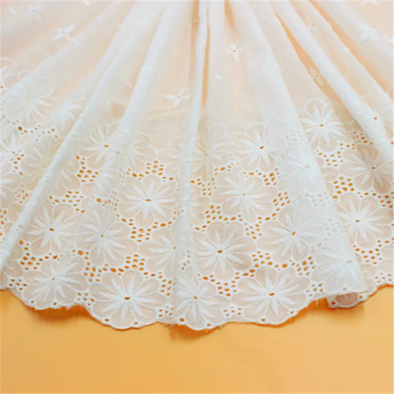 

3 yards / Exquisite handmade cotton embroidery lace hollow width 43 cm CA56