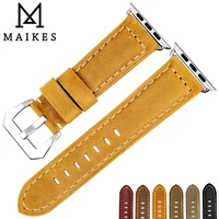 maikes genuine cow leather watch band for apple watch 44mm 45mm 42mm 41mm 40mm series 7 se 6 5 4 3 iwatch strap watchband