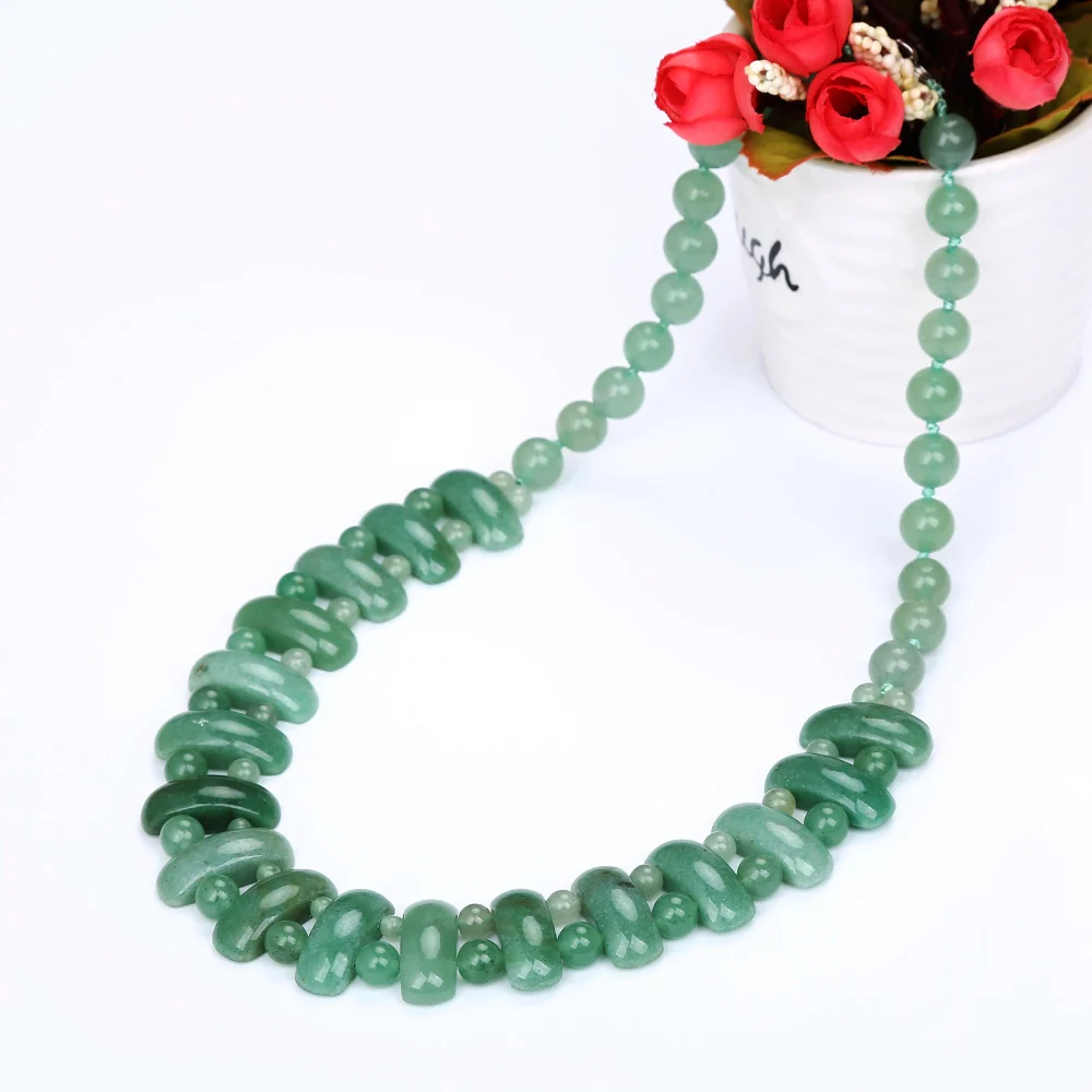 

Healing Crystal Natural Stone Aventurine Jade Women Big Necklace Bohemian Style Beads Exquisite Jewelry Gifts Pendant Necklace