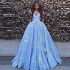 Женское Атласное Бальное Платье, элегантное бальное платье с открытыми плечами и кружевной аппликацией, платье для выпускного вечера, 2021