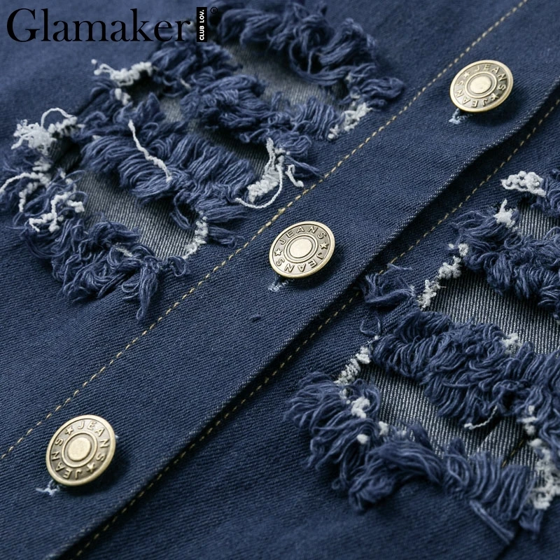 Glamaker, джинсовая, прозрачная, с дырками, летняя рубашка, женское платье, весеннее, сексуальное, на пуговицах, для вечеринки, мини платье, женское, повседневное, короткое, элегантное платье