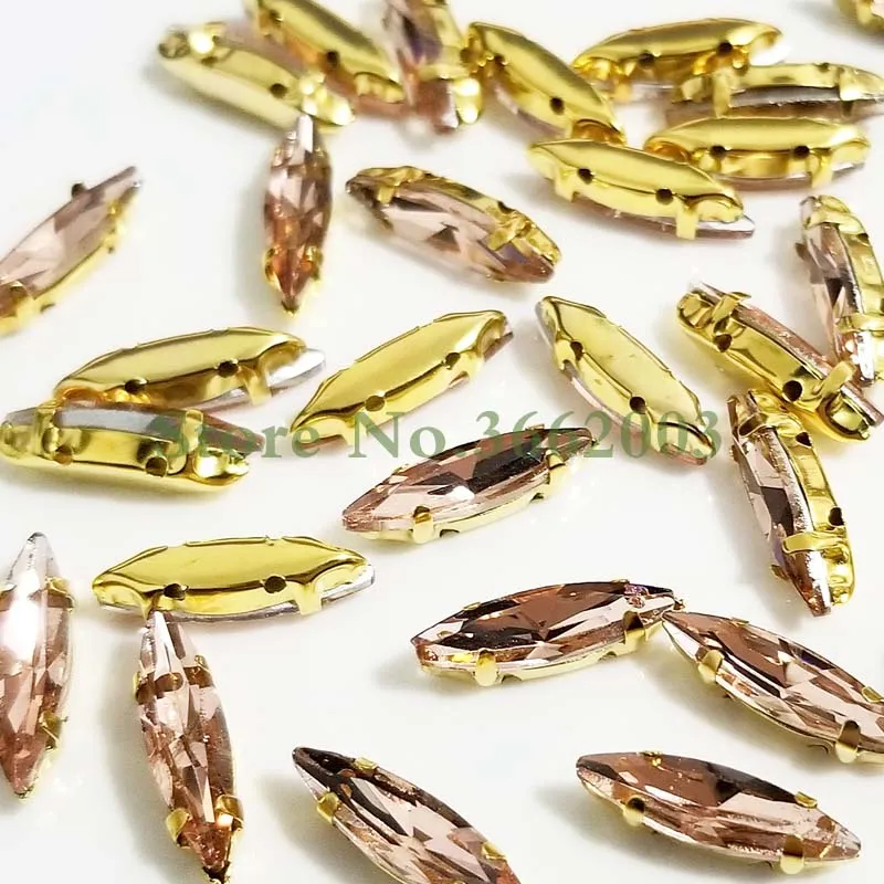 4x15mm 50 шт./упак. Золотой подошвой внешней торговли Стекло с украшением в виде кристаллов пришить коготь стразы, сделай сам, Костюмы аксессуары