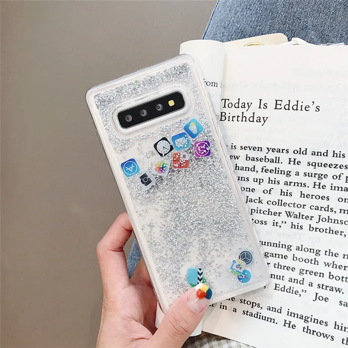 Чехол DIS милый значок жидкий зыбучий песок чехол для телефона samsung S10plus S10Lite s huawei