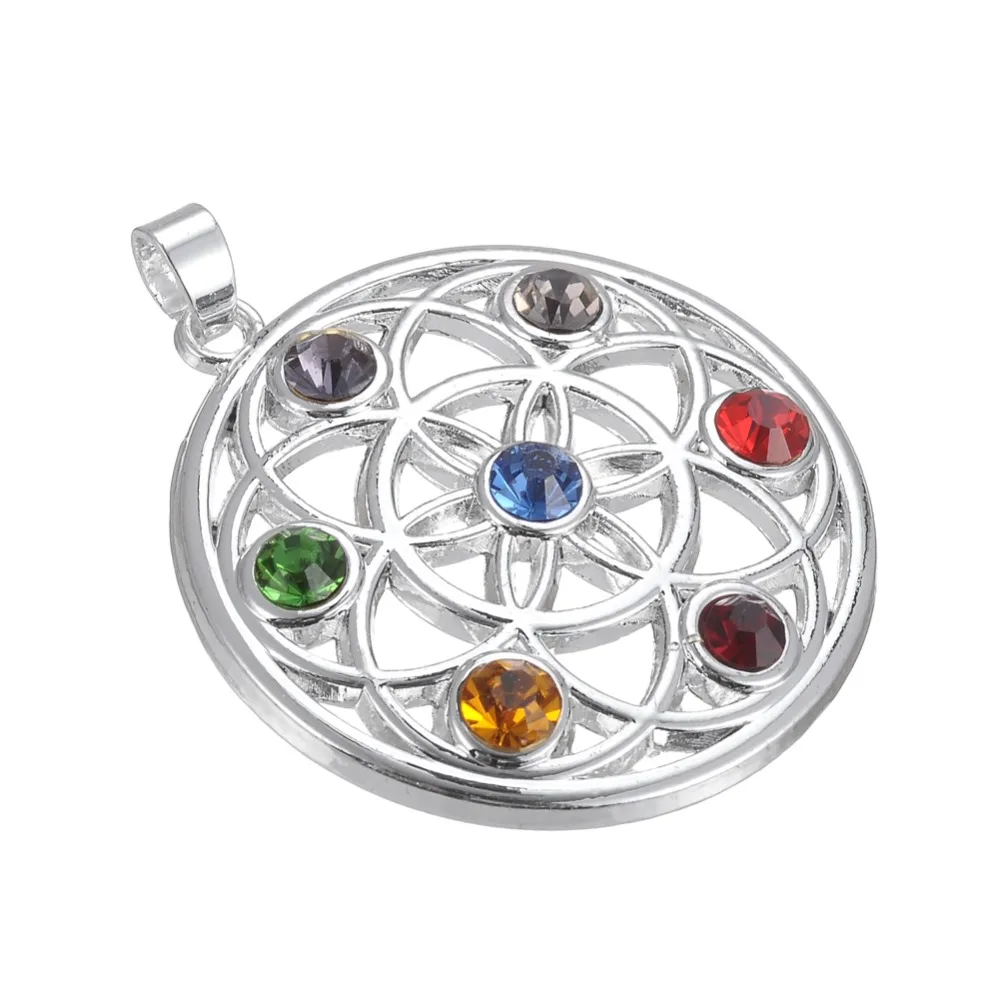 My shape Металл 7 Чакра рейки религиозный сверкающий серебряный цвет Шарм для