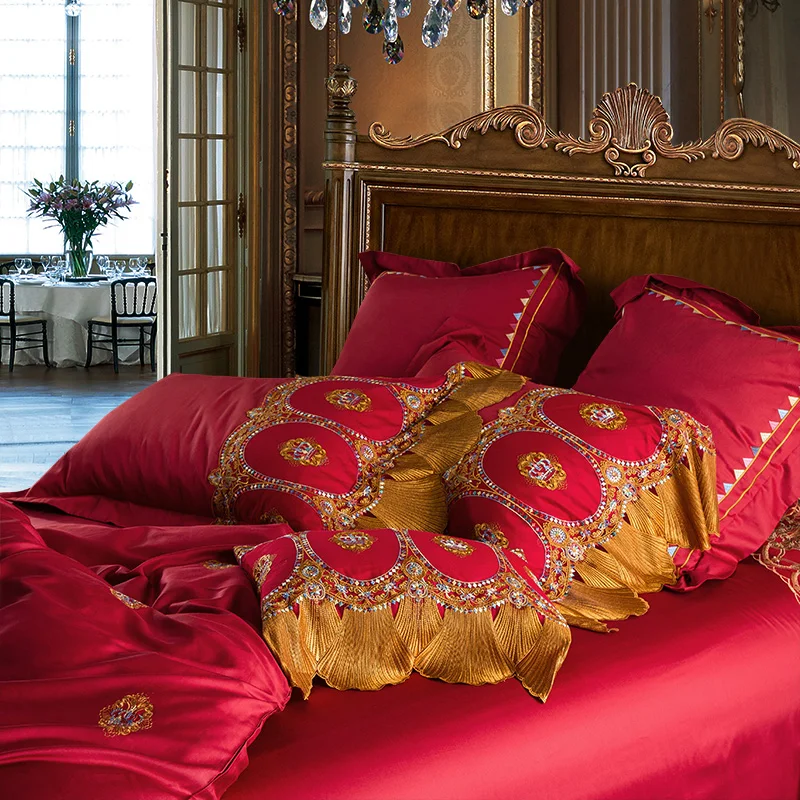 Комплект постельного белья из египетского хлопка роскошный кружевной