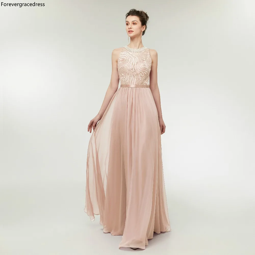 Вечерние платья цвета шампанского Forevergracedress модель 2019 года шифоновые