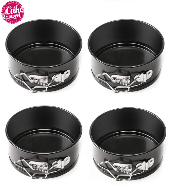 4pcs 4 шт./компл. 4 дюйма для мини-кекса пирога круглый выпечки кастрюли лоток плесень с антипригарным покрытием мини торт формы DIY Инструменты для выпечки Кухня аксессуары - Цвет: 4pcs