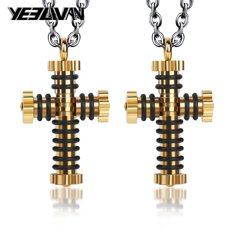 Мужские подвески в стиле панк Gear/Cross/Necklace новые ювелирные изделия из нержавеющей
