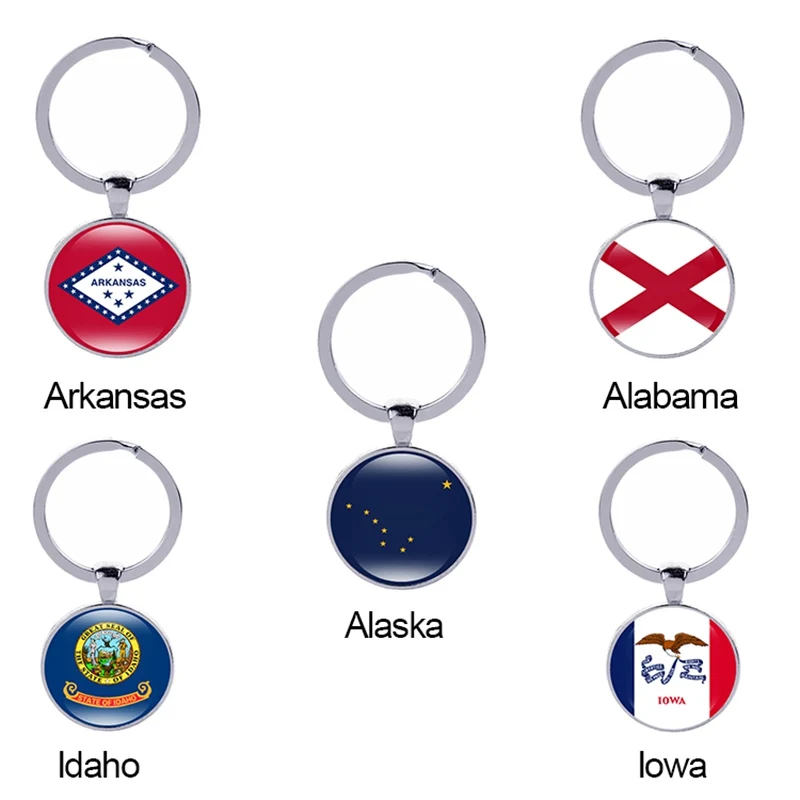 Canuomen Айдахо Государственный брелок для ключей флаг Arkansas Alabama Alaska Iowa Америка 50