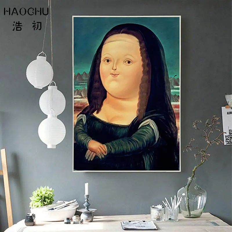 Мультяшная маска HAOCHU толстая девушка Мона Лиза улыбка настенное украшение для