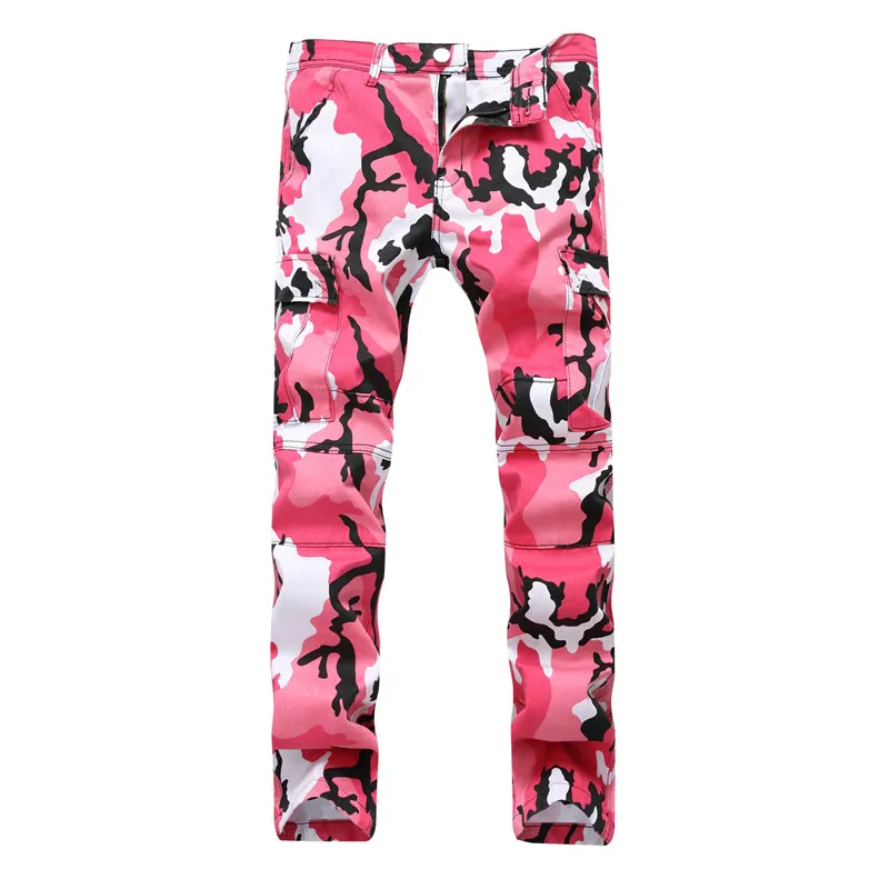 Men Camo Cargo Pants Straight Military Camouflage Elastic OVERALLS Joggers trousers Hip Hop Punk C11 |