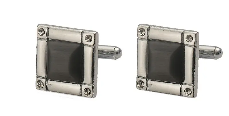 AD15 1 пара квадратные черные запонки со стразами рубашки кнопки мужские