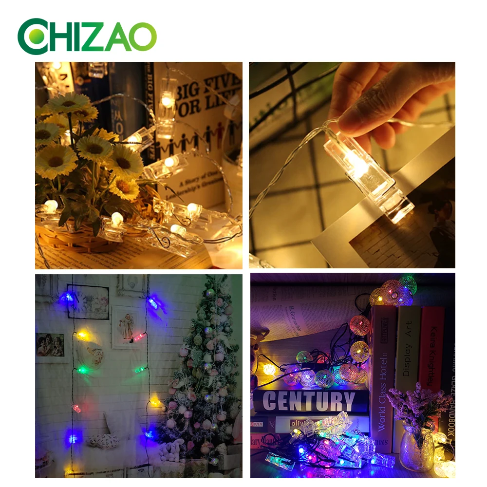 CHIZAO держатель с зажимом для фотографий солнечные светодиодные цветные гирлянды