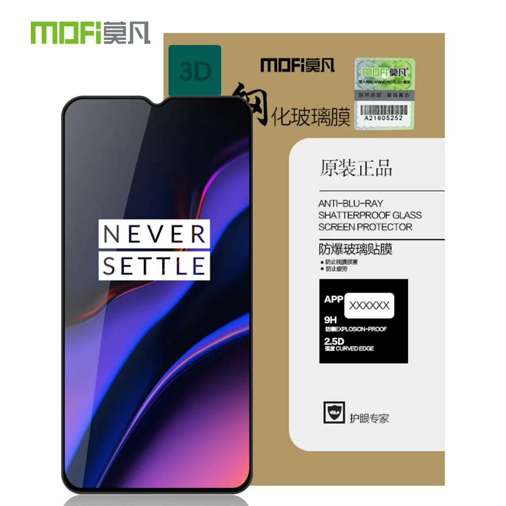 

For Oneplus 6T Original MOFi 3D Curved Full Cover Tempered Glass Screen Protector Film For Oneplus 6T