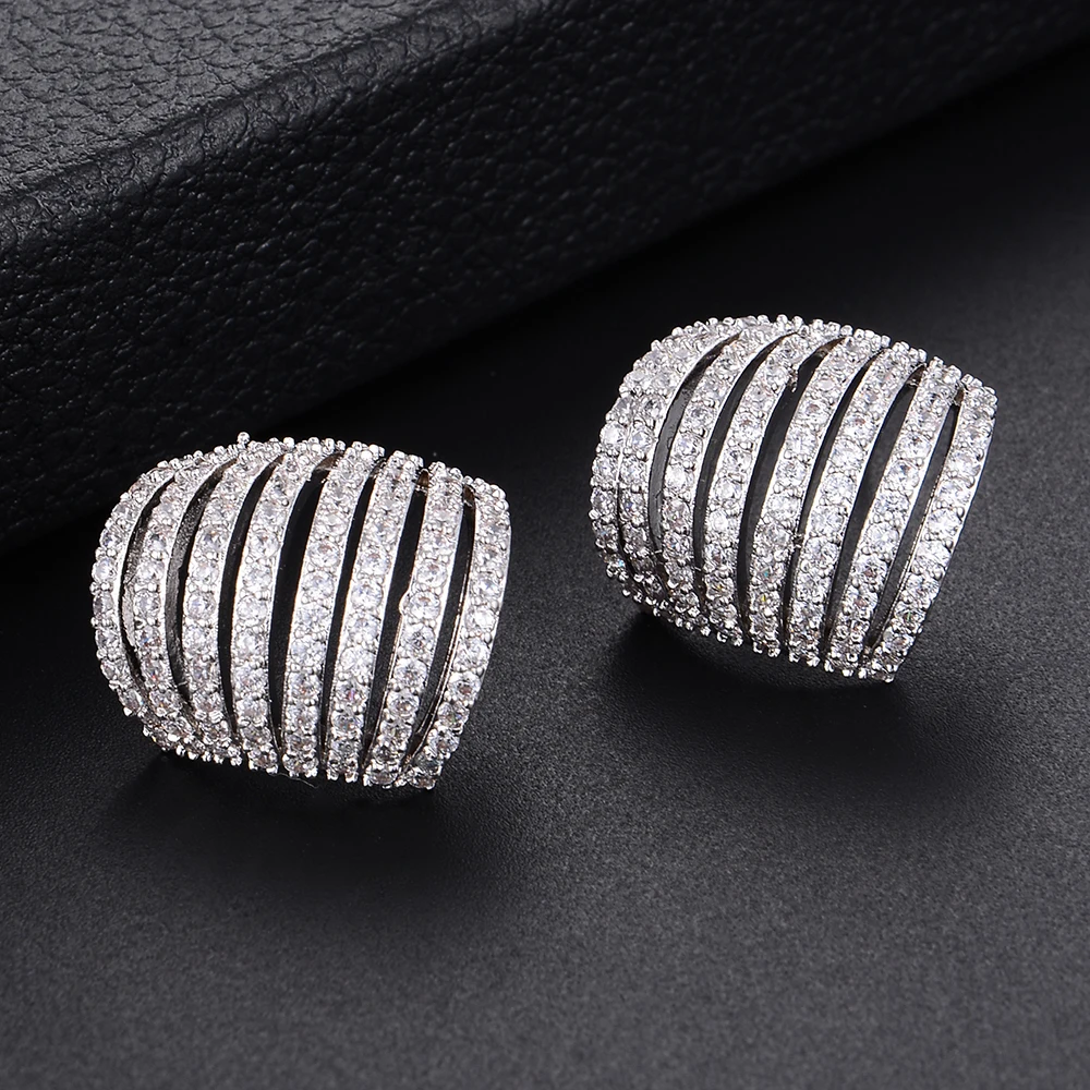 SISCATHY Fashion Full Cubic Zirconia Prevent Earrings Handmade Jewelry Trendy Stud For Women Ear Accessories | Украшения и