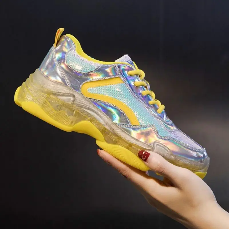 ZALAVOR Colorful Thick Bottom Bling Fashion Running Shoes Women Young Lady Club Sports Daily Casual Sneakers Footwear Size 35-39 | Спорт и