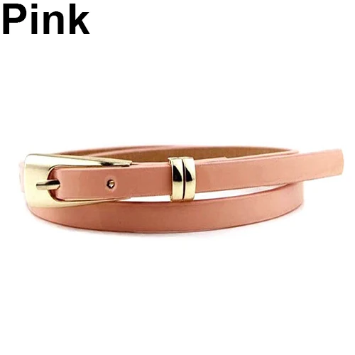 pink Ремни для женщин модные яркие цвета Пряжка из искусственной кожи тонкий пояс - Цвет: pink