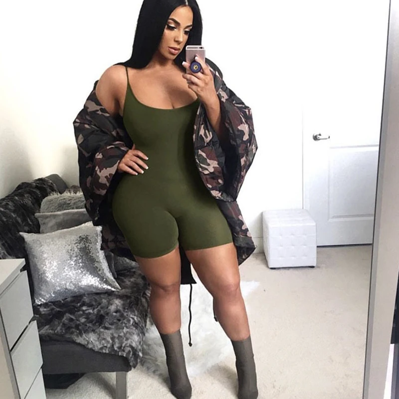 Fashion Neon Playsuit High Elastic Tight Rompers Womens Jumpsuit Shorts Overalls Female Sports Casual Fitness Bandage | Женская одежда