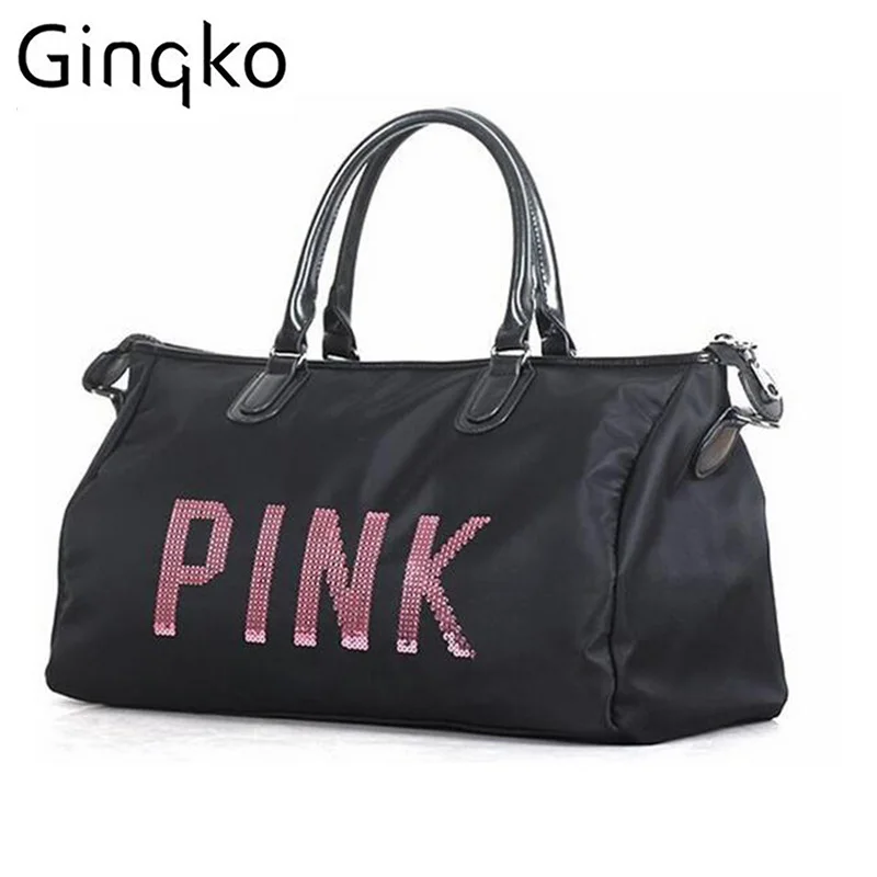 2017 спортивные сумки металлические блестки розовые буквы тренажерный зал