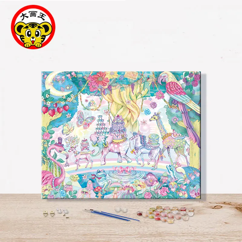 Paint by numbes художественная живопись по номерам произведение искусства Детская комната картина сказочное животное Прекрасный ручной работы лес розовый зеленый - Цвет: 21266