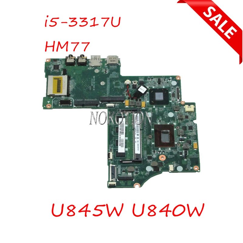 

NOKOTION A000231380 Laptop Motherboard For Toshiba Satellite U845W U840W DA0TEAMBAD0 Main board With i5-3317U CPU On board